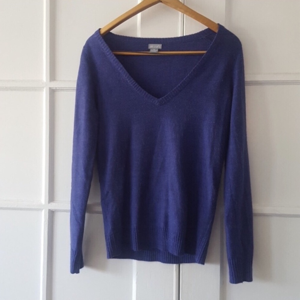 Vintage Y2K Delia’s Deep V-Neck Pullover Cuffed Sweater Purple Medium